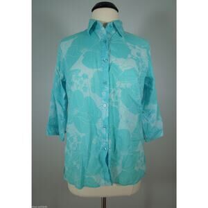 BLAST Shirt M MEDIUM Petites Womens Floral Print Button Down
